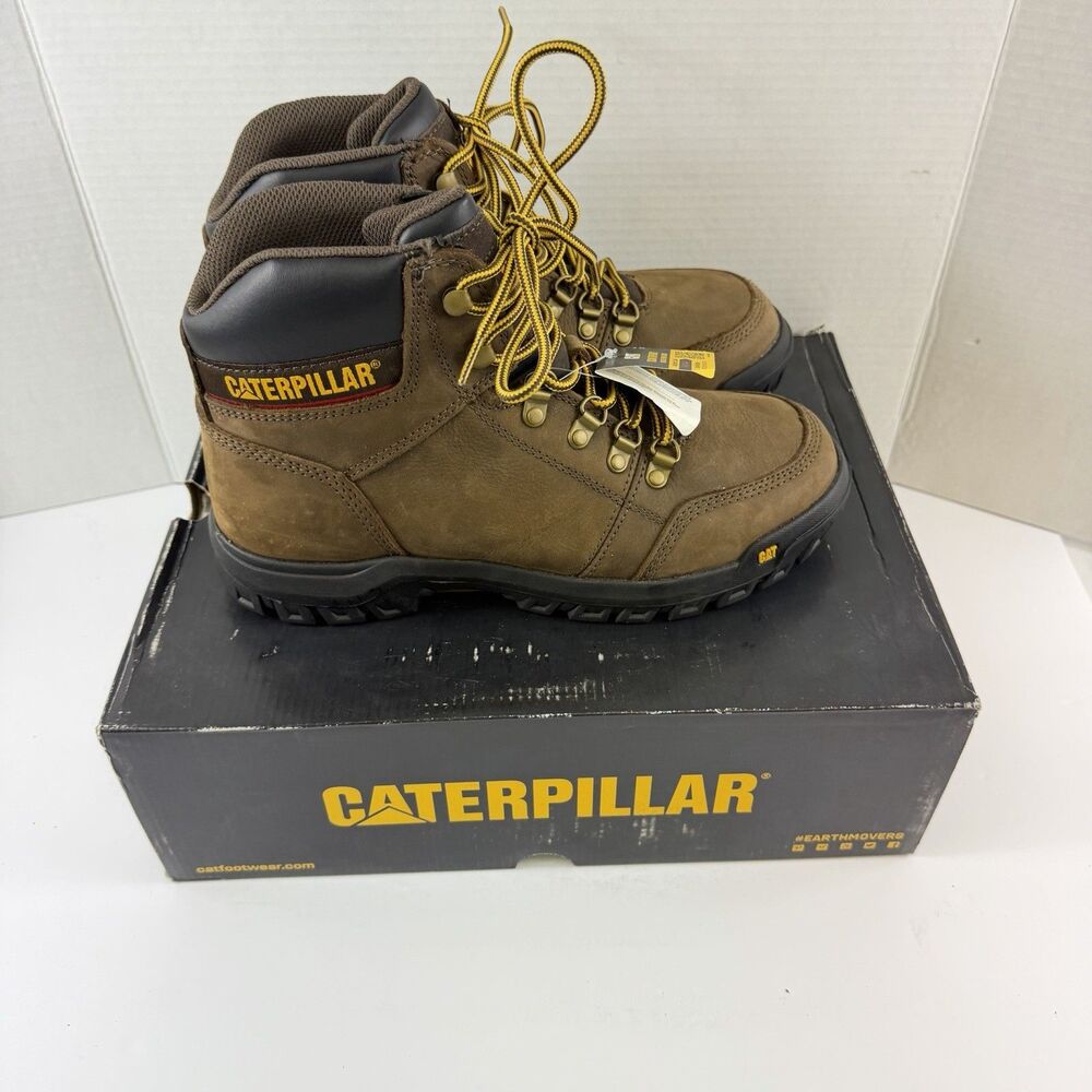 Cat Footwear Men's Outline Soft ToeWork Boot Size 10 Medium Seal Brown New